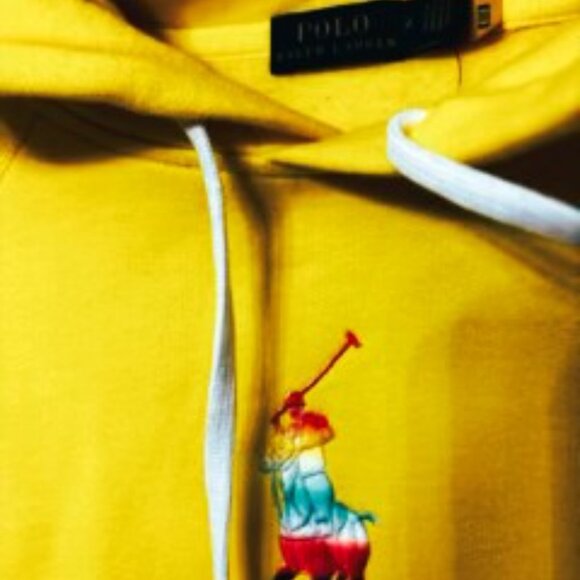 Polo Ralph Lauren yellow pullover  drawstring hoodie NWT Size M - Picture 2 of 8